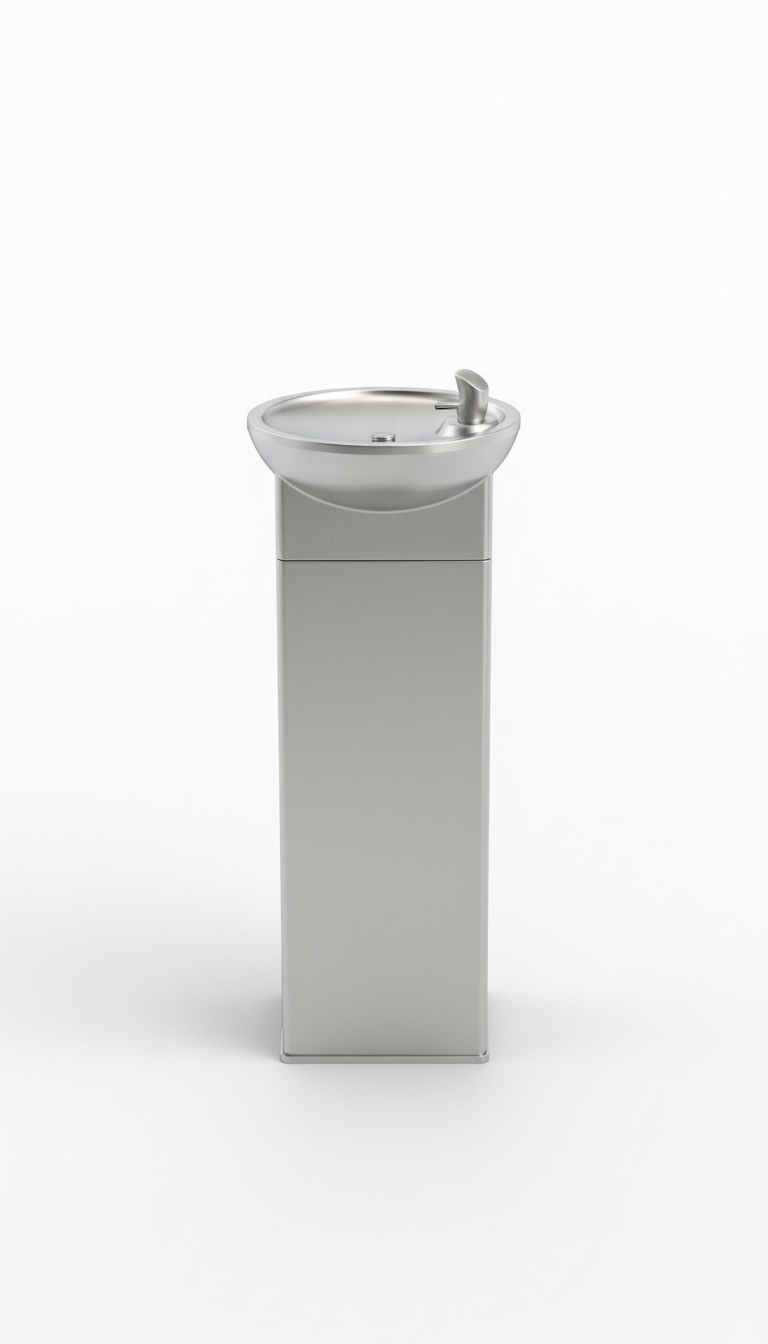 Trinkbrunnen aus Edelstahl mit Flüsterpumpe