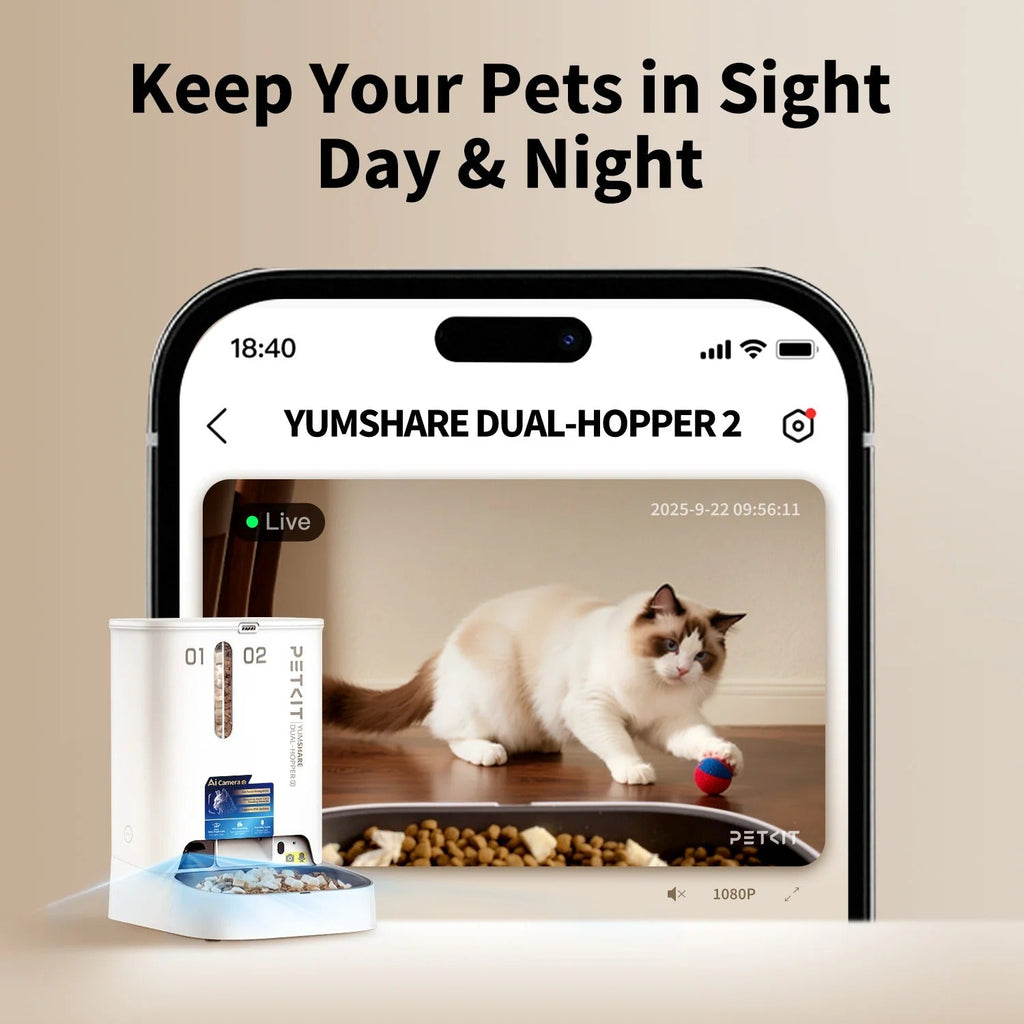 YumShare Dual-hopper 2 Automatic Feeder with Camera -EU plug-1