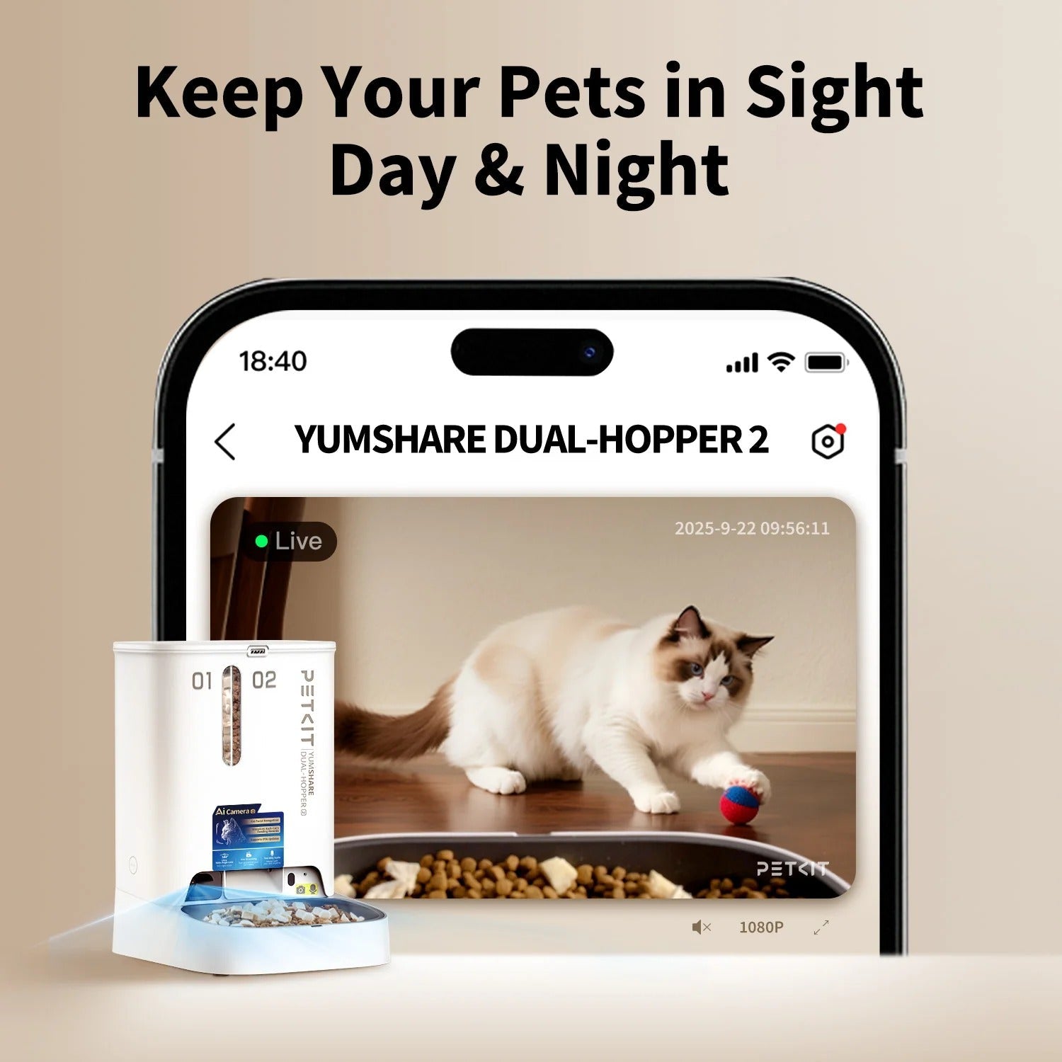 YumShare Dual-hopper 2 Automatic Feeder with Camera -EU plug-1